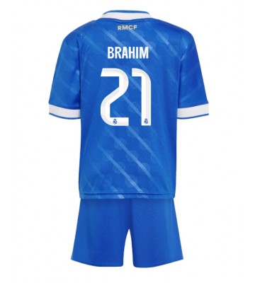 Lacne Dětský Futbalové dres Real Madrid Brahim Diaz #21 2025-26 Krátky Rukáv - Tretina (+ trenírky)